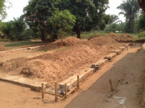 Construction site of new chapel in Tshitenge, July 2014.
