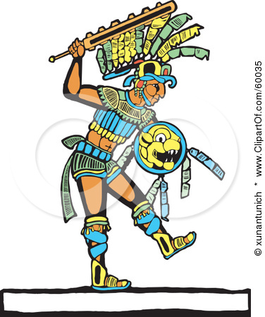 60035-Mayan-Warrior-Walking-With-A-Shield-And-Sword