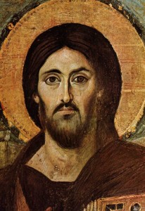 The oldest surviving panel icon of Christ Pantocrator, encaustic on panel, c. 6th century.